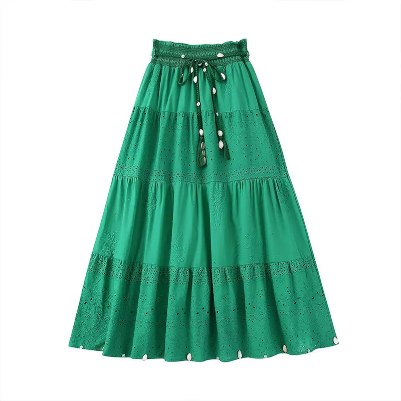 ZATRHMBM 2022 New Fashion Cutout Embroidered Long Skirts For Women Vintage A-Line Wth Belt High-Waisted Female Skirts Mujer
ZATRHMBM 2022 New Fashion Cutout Embroidered Long Skirts For Women Vintage A-Line Wth Belt High-Waisted Female Skirts Mujer