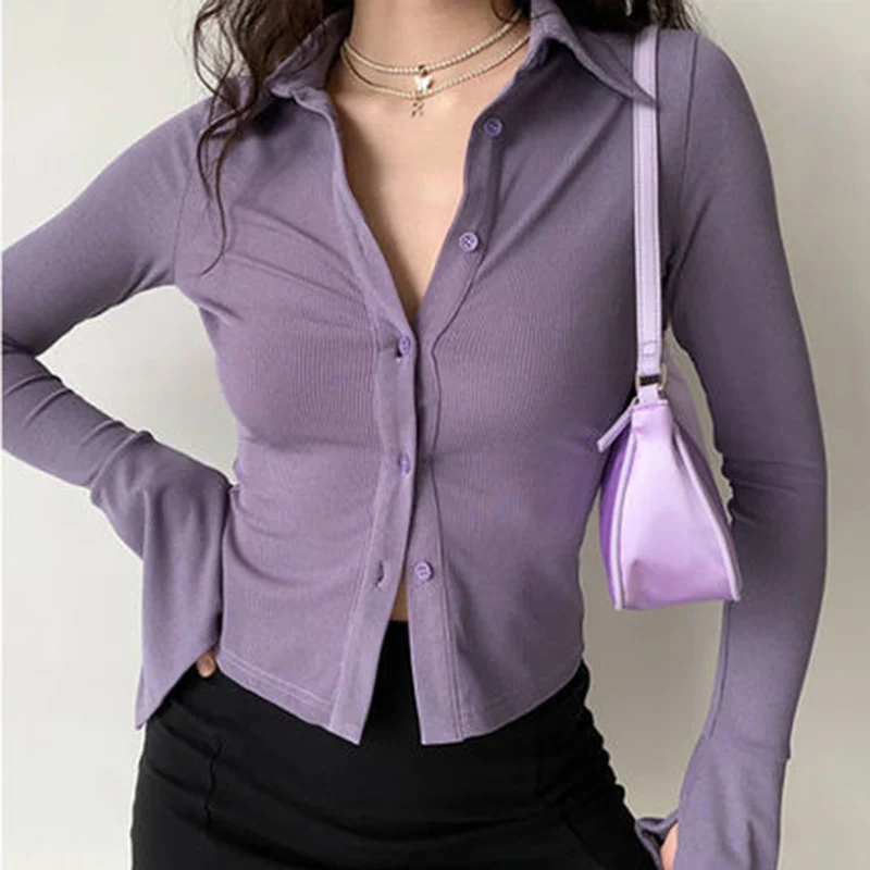 Rimocy Flare Long Sleeve Knit Shirts for Women 2023 Slim Fit Button Up Crop Tops Woman Turn Down Collar Streetwear Blouse Ladies
Rimocy Flare Long Sleeve Knit Shirts for Women 2023 Slim Fit Button Up Crop Tops Woman Turn Down Collar Streetwear Blouse Ladies