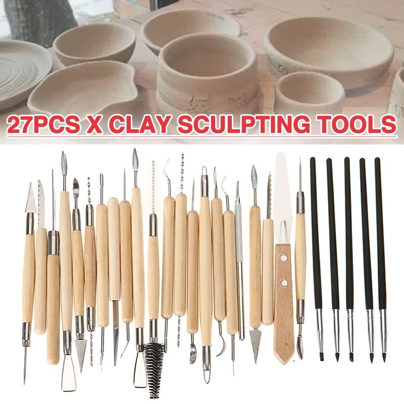 27pcs Wooden Handle Polymer Clay Sculpting Tool Set Art Pottery Tools Kit Arts Crafts Clay Shaping Pottery Carving Tools 
27pcs Wooden Handle Polymer Clay Sculpting Tool Set Art Pottery Tools Kit Arts Crafts Clay Shaping Pottery Carving Tools