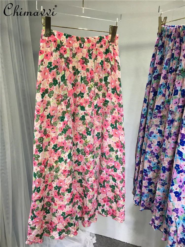 European Hot Drilling Skirt Women's Sweet Printed Elastic Waist Large Size Printed Pleated Skirt Elegant Lady Long Skirts
European Hot Drilling Skirt Women's Sweet Printed Elastic Waist Large Size Printed Pleated Skirt Elegant Lady Long Skirts