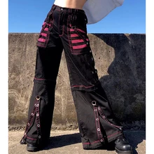 E-girl Gothic Grunge Cargo Pants Bandage Women Vintage Dark Academia Baggy Trousers Sweatpants Punk Hip Hop Streetwear