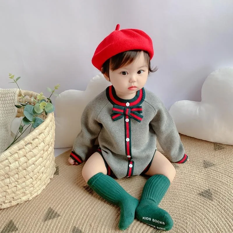 Fashion Design Bow Baby Knitted Wool One-piece Clothes Luxurious Gray Long Sleeve Soft Boy Girl Baby Wool button
Fashion Design Bow Baby Knitted Wool One-piece Clothes Luxurious Gray Long Sleeve Soft Boy Girl Baby Wool button