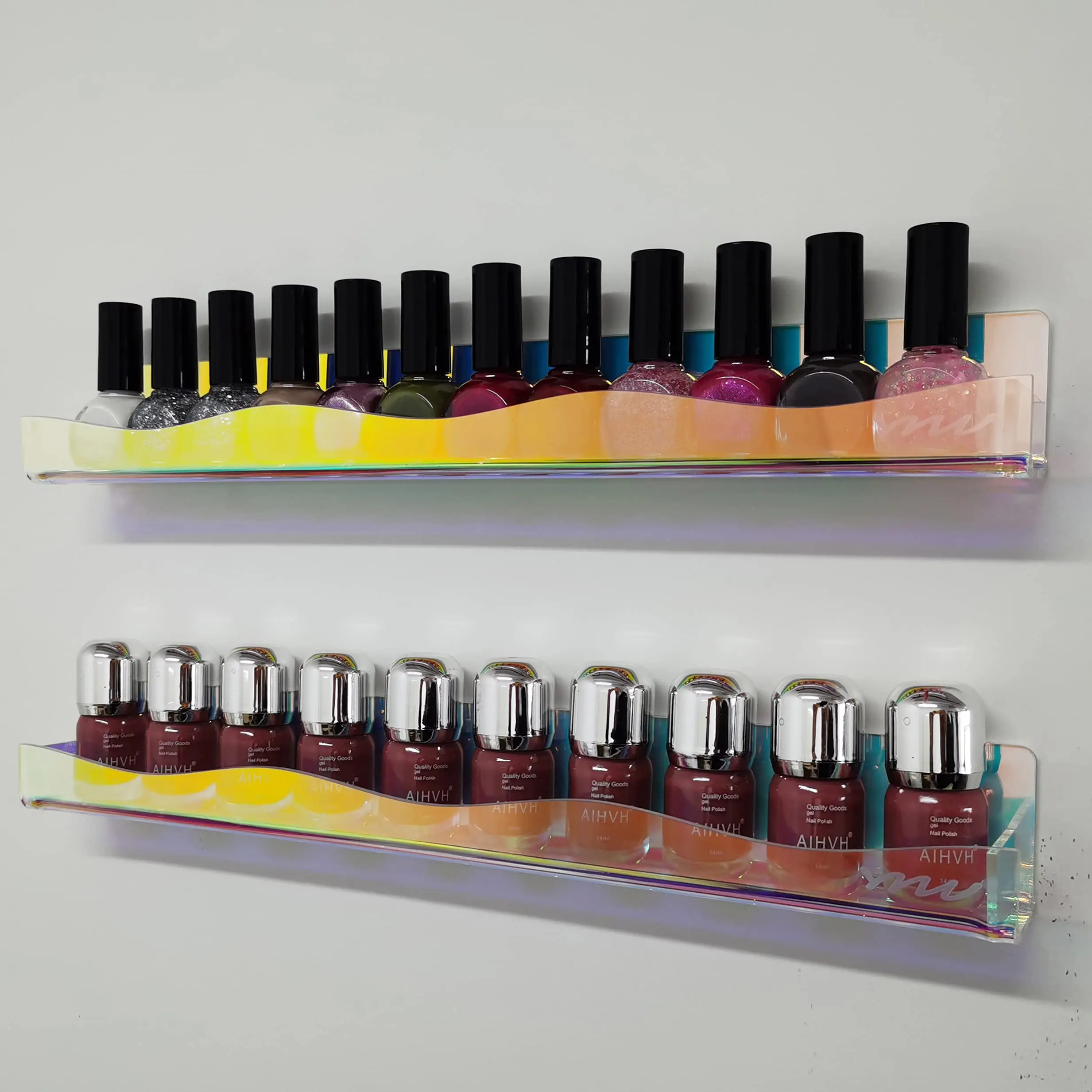 15" Nail Polish Rack Wall Mounted Shelf 6 Pack,Clear Holographic Acrylic Makeup Organizer Mounted Shelf,Storage Vinyl Record
15" Nail Polish Rack Wall Mounted Shelf 6 Pack,Clear Holographic Acrylic Makeup Organizer Mounted Shelf,Storage Vinyl Record