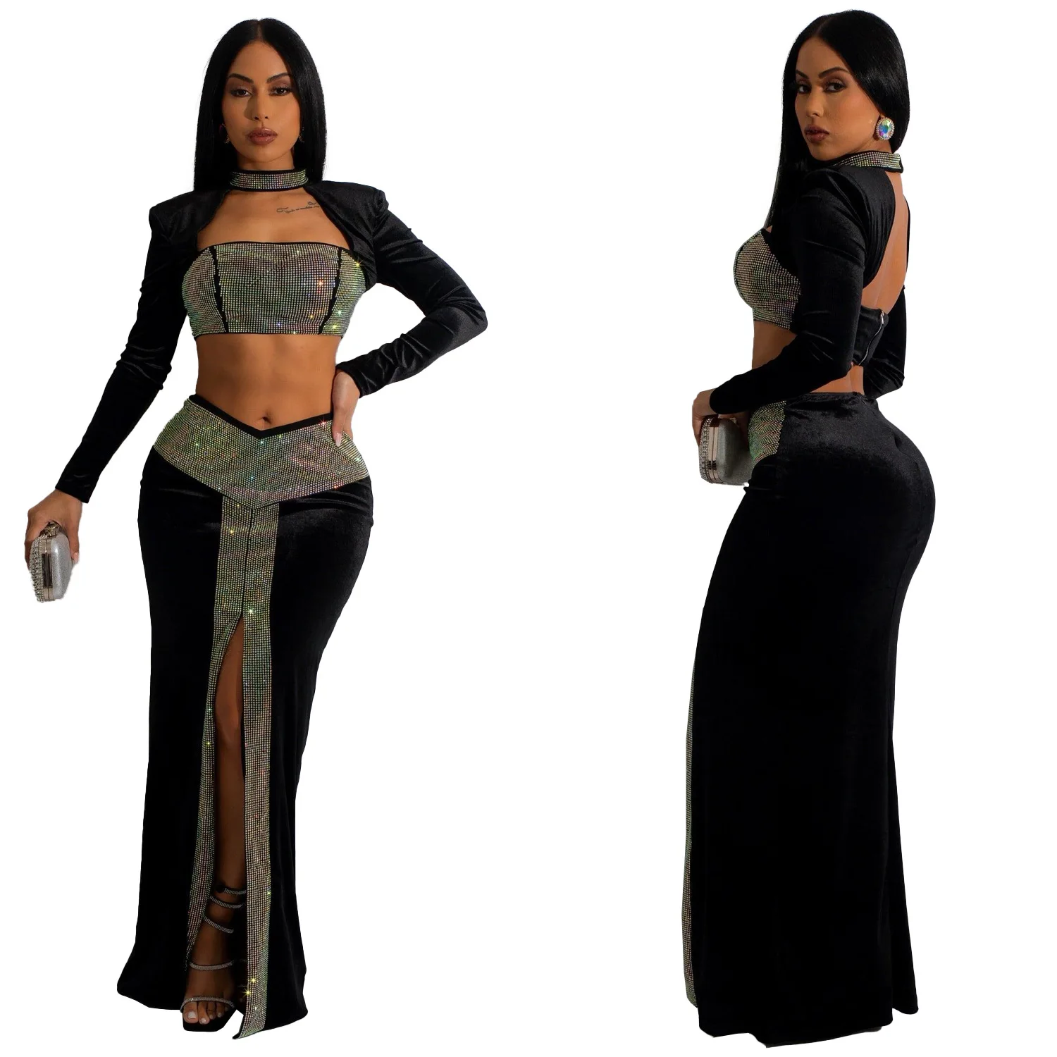 Club Diamond Mesh Sequined Party Dress Two Piece Set Sexy Backless Rhinestone Split Dress Dinner Gown Evening Night Dresses
Club Diamond Mesh Sequined Party Dress Two Piece Set Sexy Backless Rhinestone Split Dress Dinner Gown Evening Night Dresses