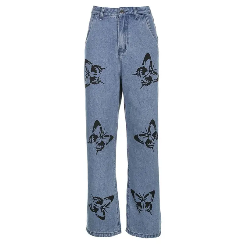 Women Summer High Waist Baggy Jeans Harajuku Butterfly Print Wide Leg Straight Pants Denim Blue Loose Vintage Streetwear
Women Summer High Waist Baggy Jeans Harajuku Butterfly Print Wide Leg Straight Pants Denim Blue Loose Vintage Streetwear