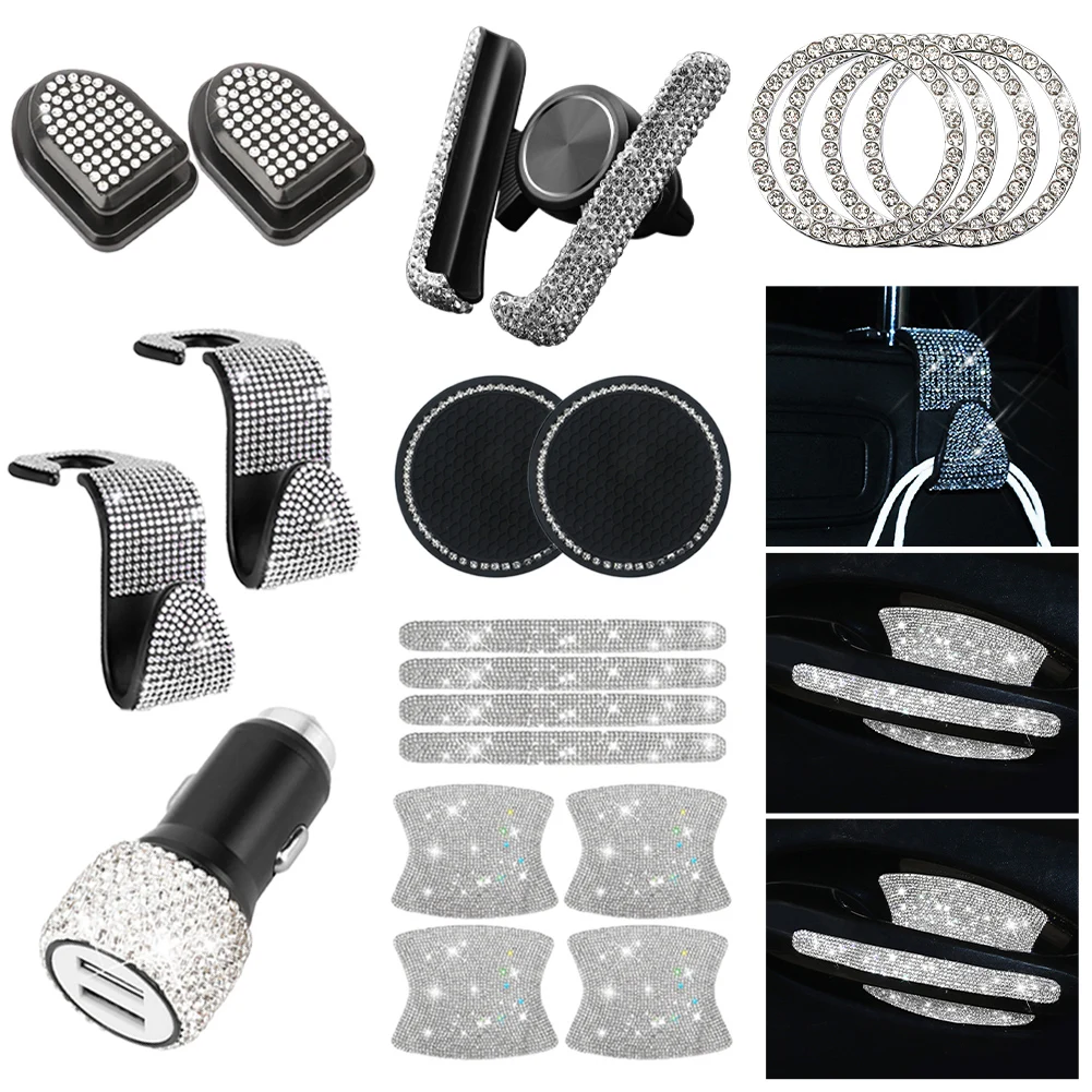 20Pcs Bling Car Interior Accessories for Women Rhinestone Accessories Set Car Phone Holder Car Charger Hook Cup Pad Handle Guard
20Pcs Bling Car Interior Accessories for Women Rhinestone Accessories Set Car Phone Holder Car Charger Hook Cup Pad Handle Guard