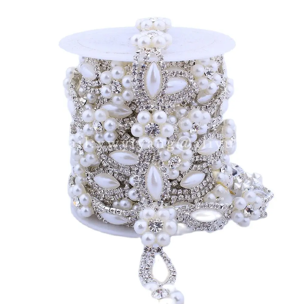 5 Yards DIY Crystal Rhinestone Trimming Chain 5mm Pearl bead for Bride Dress Bags Shoes Decoration Sewing Accessories Trim
5 Yards DIY Crystal Rhinestone Trimming Chain 5mm Pearl bead for Bride Dress Bags Shoes Decoration Sewing Accessories Trim