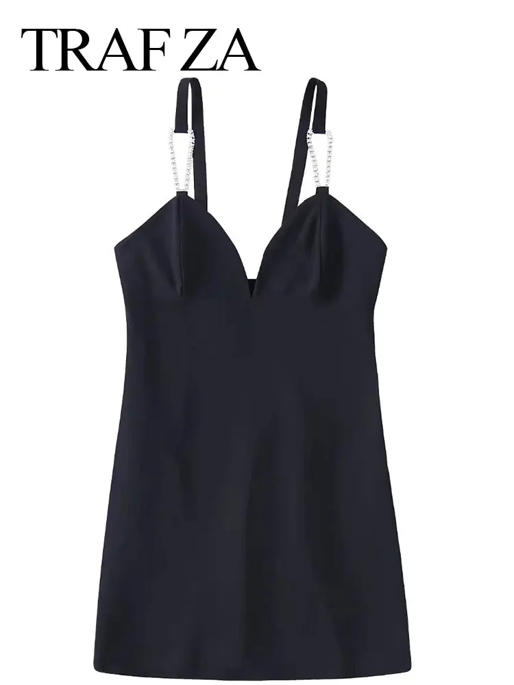 TRAF ZA Charming Black Sexy V-Neck Slim Short Women's Dress High Street Fashion Advanced Rhinestone Element Sling Lady Dress
TRAF ZA Charming Black Sexy V-Neck Slim Short Women's Dress High Street Fashion Advanced Rhinestone Element Sling Lady Dress