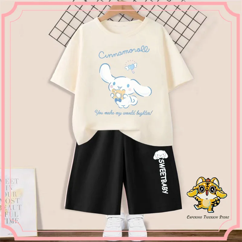 Sanrio T-shirts Shorts Sets Cinnamoroll Hello Kitty Kawaii Cartoon Cute Fashion Childrens Clothing Pure Cotton summer Kids Gift
Sanrio T-shirts Shorts Sets Cinnamoroll Hello Kitty Kawaii Cartoon Cute Fashion Childrens Clothing Pure Cotton summer Kids Gift