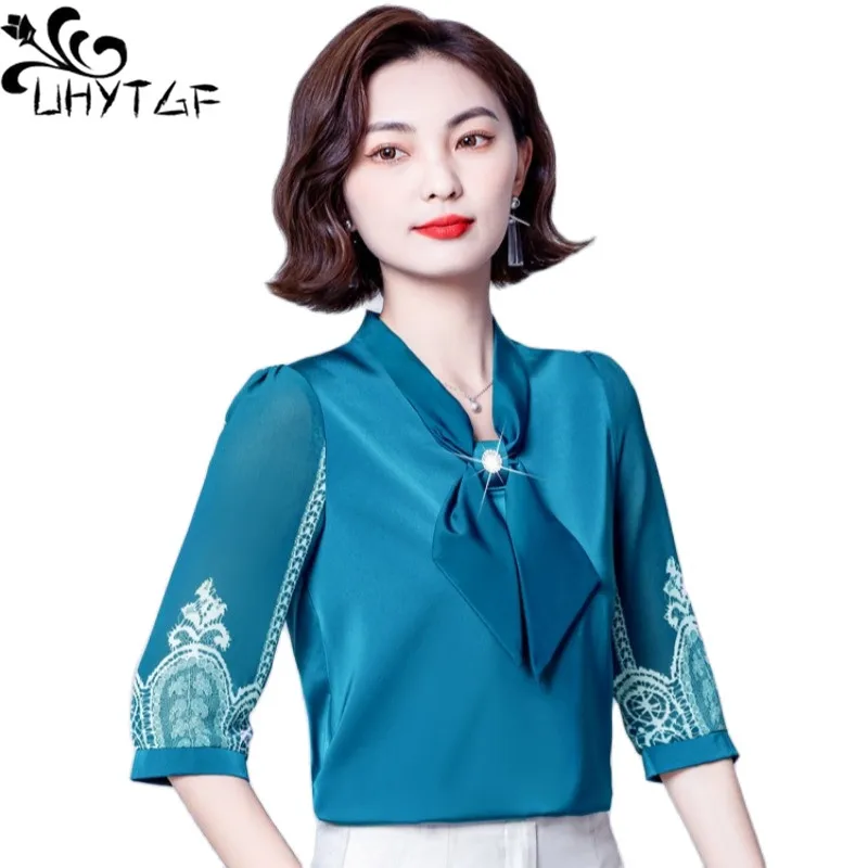 UHYTGF Fashion Women's Blouses 2022 V Neck Bow Chiffon Summer Shirts Female 4XL Loose Size Clothes Casual Mom Tops Camisas 1756
UHYTGF Fashion Women's Blouses 2022 V Neck Bow Chiffon Summer Shirts Female 4XL Loose Size Clothes Casual Mom Tops Camisas 1756