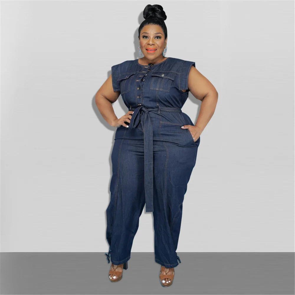 Jumpsuit Plus Size Women Clothing Denim Round Neck Lace Up Sleeveless Trousers Pocket Stretch Bodysuit Wholesale Dropshipping
Jumpsuit Plus Size Women Clothing Denim Round Neck Lace Up Sleeveless Trousers Pocket Stretch Bodysuit Wholesale Dropshipping