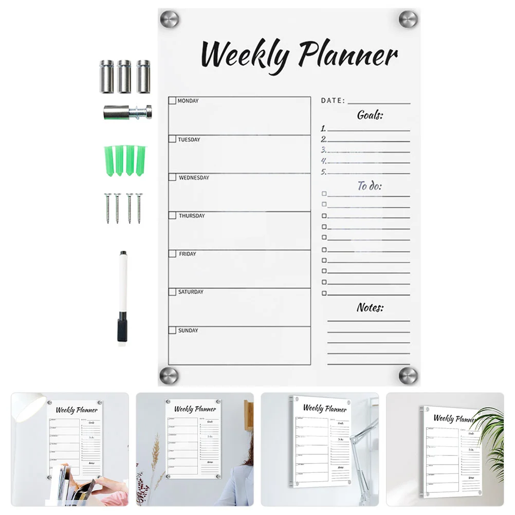 

Magnetic Whiteboard Fridge Dry Erase Weekly Planner Wedding Frame Memo Checklist Sheet Clear Erasable Acrylic Family