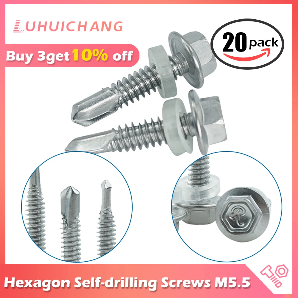 LUHUICHANG M5.5 410 stainless steel External Hexagonal Self Drilling Screw Bolt Tapping Drilling Tail Screw
LUHUICHANG M5.5 410 stainless steel External Hexagonal Self Drilling Screw Bolt Tapping Drilling Tail Screw