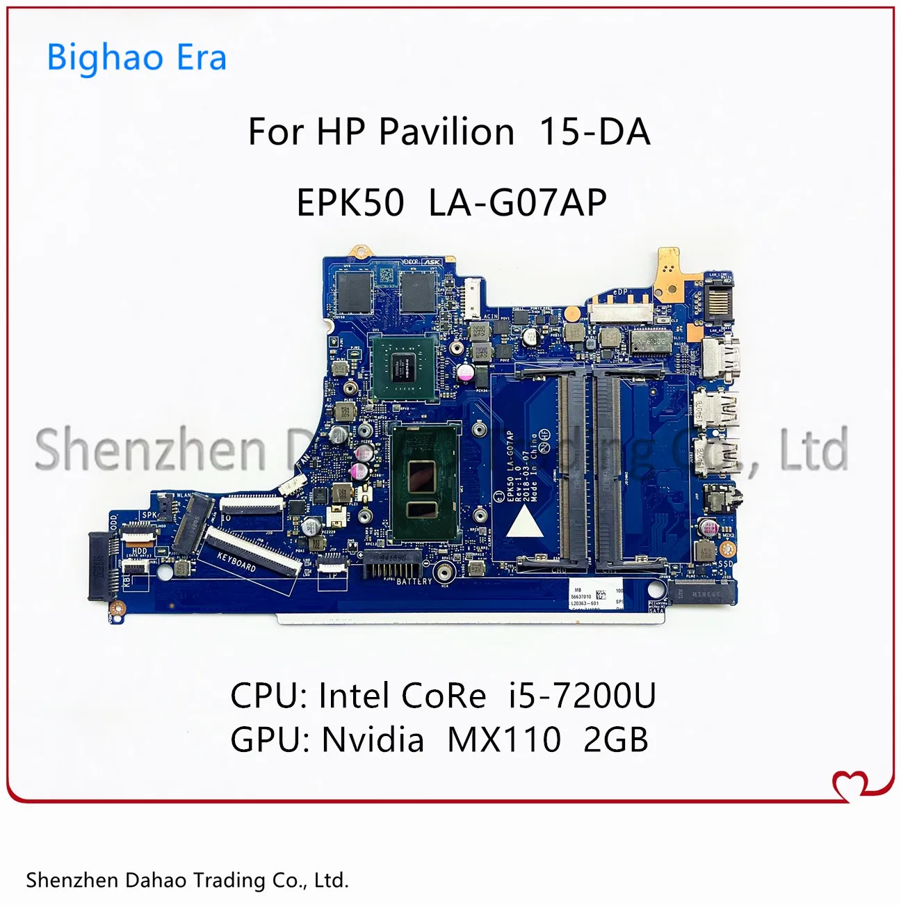 EPK50 телефон для ноутбука HP Pavilion 15-DA с процессором i5-7200U MX110 2GB-GPU DDR4
EPK50 телефон для ноутбука HP Pavilion 15-DA с процессором i5-7200U MX110 2GB-GPU DDR4