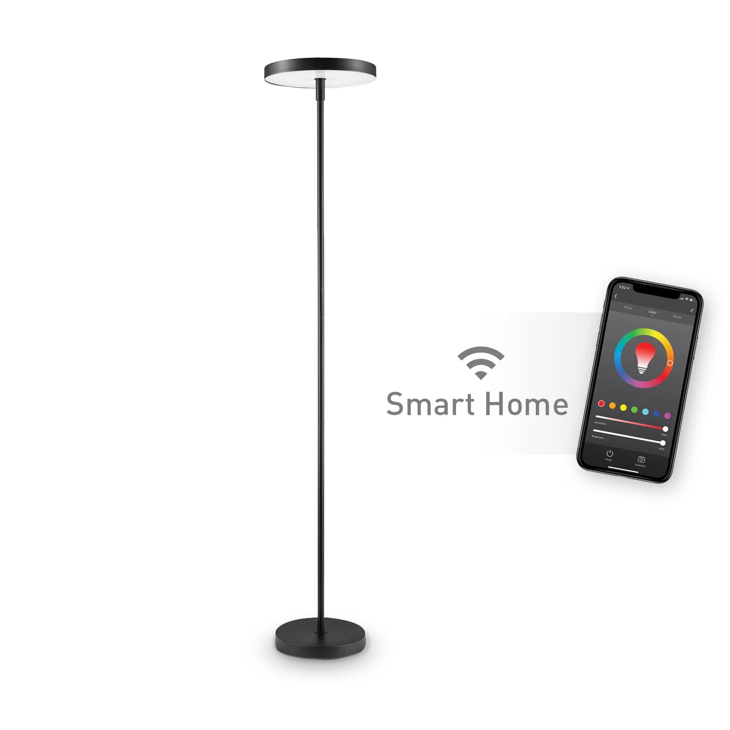HMTX Wi-Fi Smart Black Multicolor Changing RGB Tunable White LED Integrated Floor Lamp, No Hub Required, Voice Activated, 36 Wat
HMTX Wi-Fi Smart Black Multicolor Changing RGB Tunable White LED Integrated Floor Lamp, No Hub Required, Voice Activated, 36 Wat