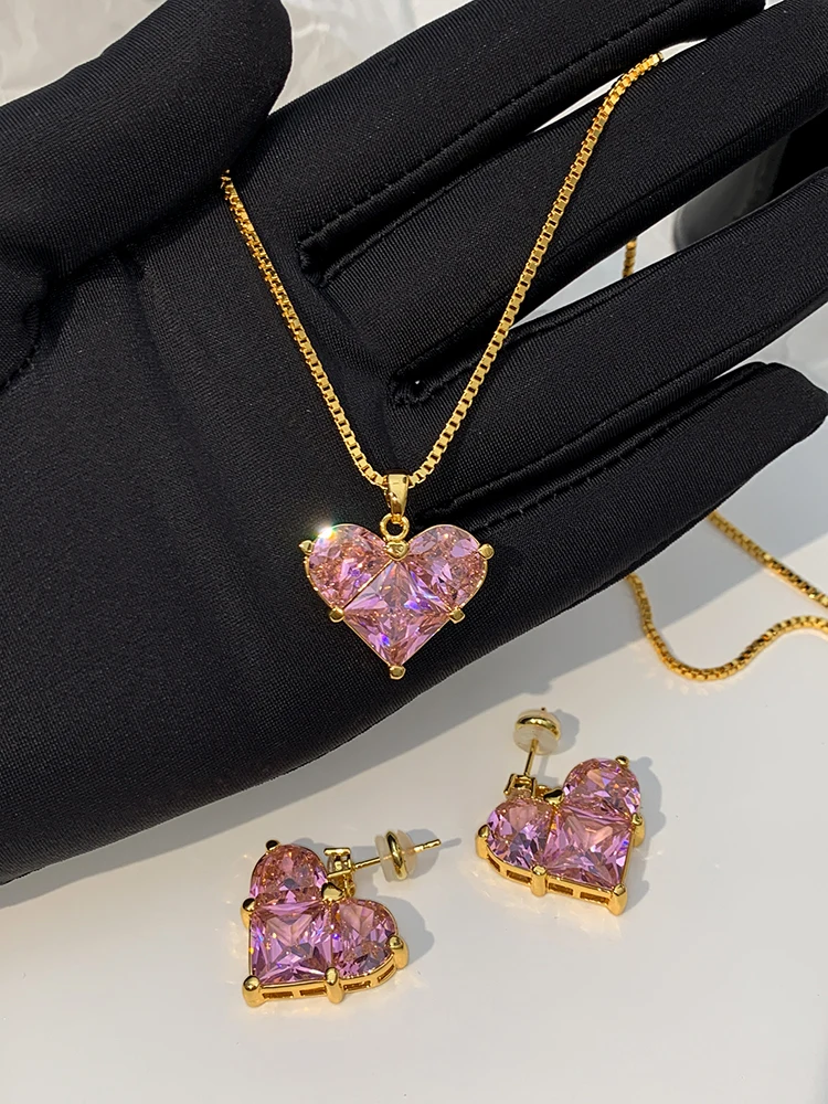 Sweet Pink Heart Necklace for Women Simple Love Crystal Zircon Pendant Charm Necklaces Korean Fashion Jewelry 2022 목걸이
Sweet Pink Heart Necklace for Women Simple Love Crystal Zircon Pendant Charm Necklaces Korean Fashion Jewelry 2022 목걸이