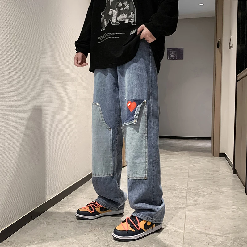 Women Pant Heart Pattern Stitching Jeans High Waist Denim Pants Wide Leg Denim Blue Jeans Vintage Quality Fashion Straight Pants
Women Pant Heart Pattern Stitching Jeans High Waist Denim Pants Wide Leg Denim Blue Jeans Vintage Quality Fashion Straight Pants