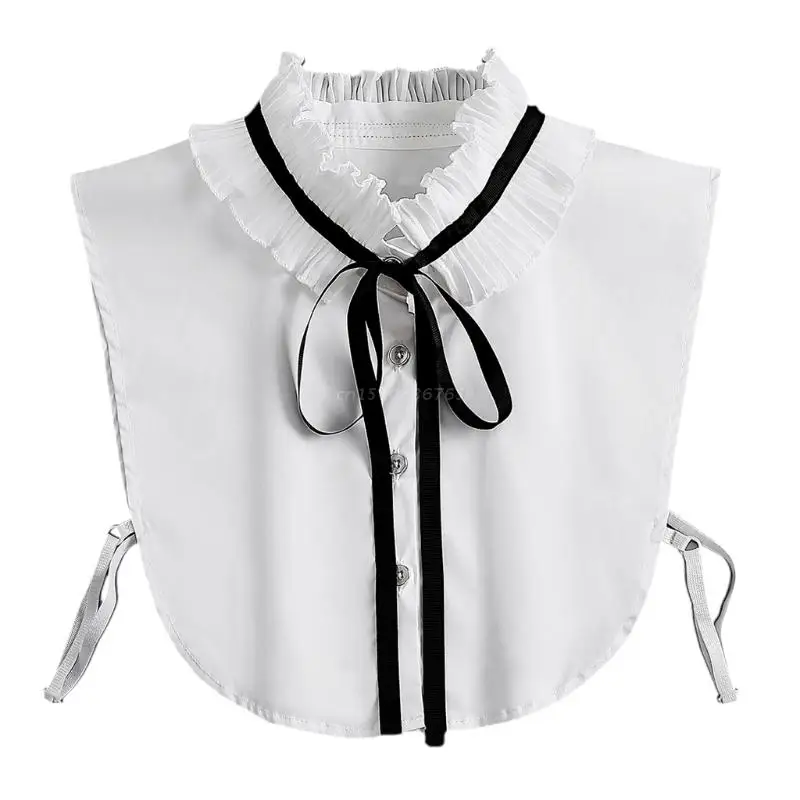Korean Style Ladies White Half Shirt Blouse Vintage Elegant Ribbon Bow Tie Pleated Ruffles Stand False Collar Dickey
Korean Style Ladies White Half Shirt Blouse Vintage Elegant Ribbon Bow Tie Pleated Ruffles Stand False Collar Dickey