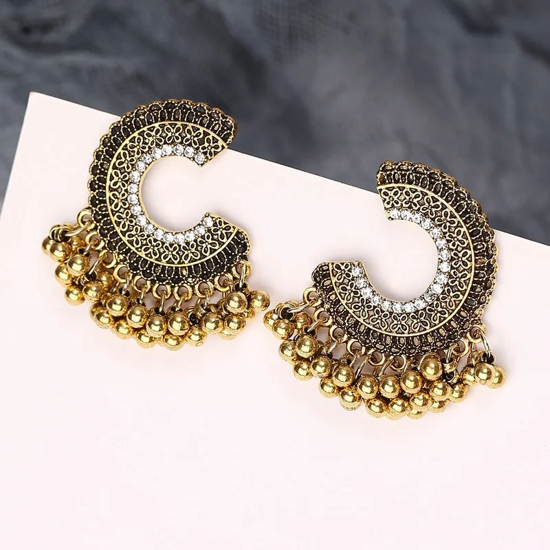 Этнические женские серьги с белым цирконом, турецкие серьги Jhumka, модные ювелирные украшения, индийские полукруглые серьги из золотого спла...
Этнические женские серьги с белым цирконом, турецкие серьги Jhumka, модные ювелирные украшения, индийские полукруглые серьги из золотого спла...