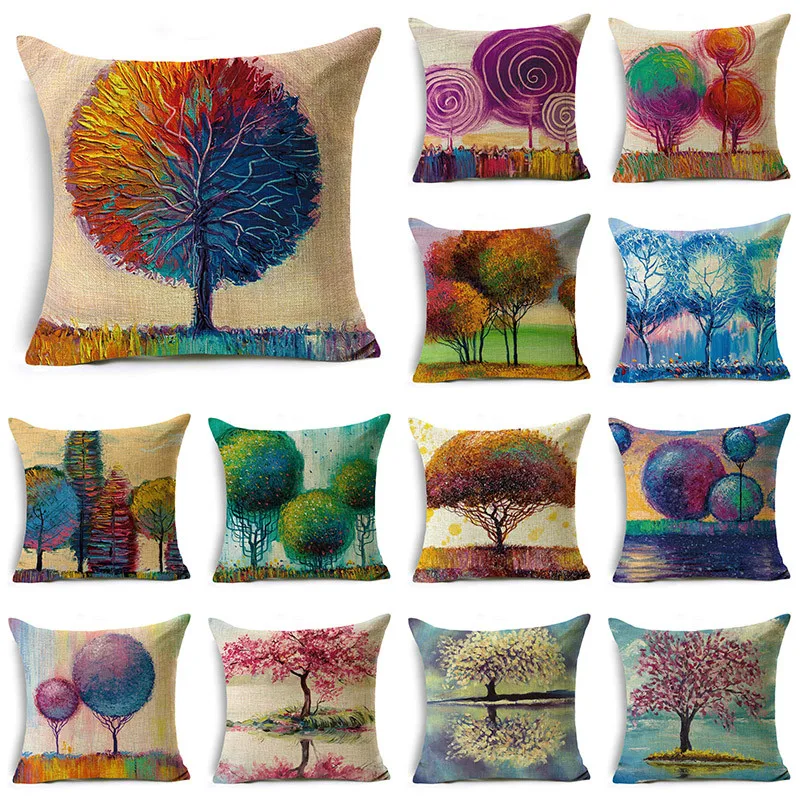WZH Colorful Creative Hand Painted Trees Pillowcase Ornaments for Sofa and Car Linen Cushion Cover 40cm/45cm and 50cm
WZH Colorful Creative Hand Painted Trees Pillowcase Ornaments for Sofa and Car Linen Cushion Cover 40cm/45cm and 50cm