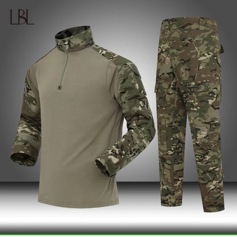

Camouflage Tracksuit Men's Tactical Sets Casual Top + Work Trousers Suit Abrasion Resistant Frog Suit Outdoor Tactical Clothing