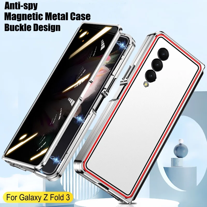 Double Sides Buckle Magnetic Adsorption Metal Bumper with Front Anti-Spy Glass Case For Samsung Galaxy Z Fold 3 Fold3 5G
Double Sides Buckle Magnetic Adsorption Metal Bumper with Front Anti-Spy Glass Case For Samsung Galaxy Z Fold 3 Fold3 5G