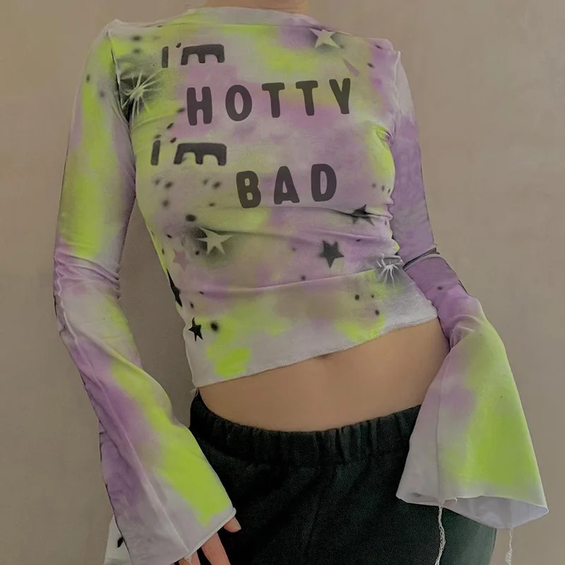 Cute Letter Star Print Y2k T Shirt Women Kawaii Clothes O Neck Long Flare Sleeve Tee Shirt Femme 2022 Autumn Streetwear T-Shirts
Cute Letter Star Print Y2k T Shirt Women Kawaii Clothes O Neck Long Flare Sleeve Tee Shirt Femme 2022 Autumn Streetwear T-Shirts