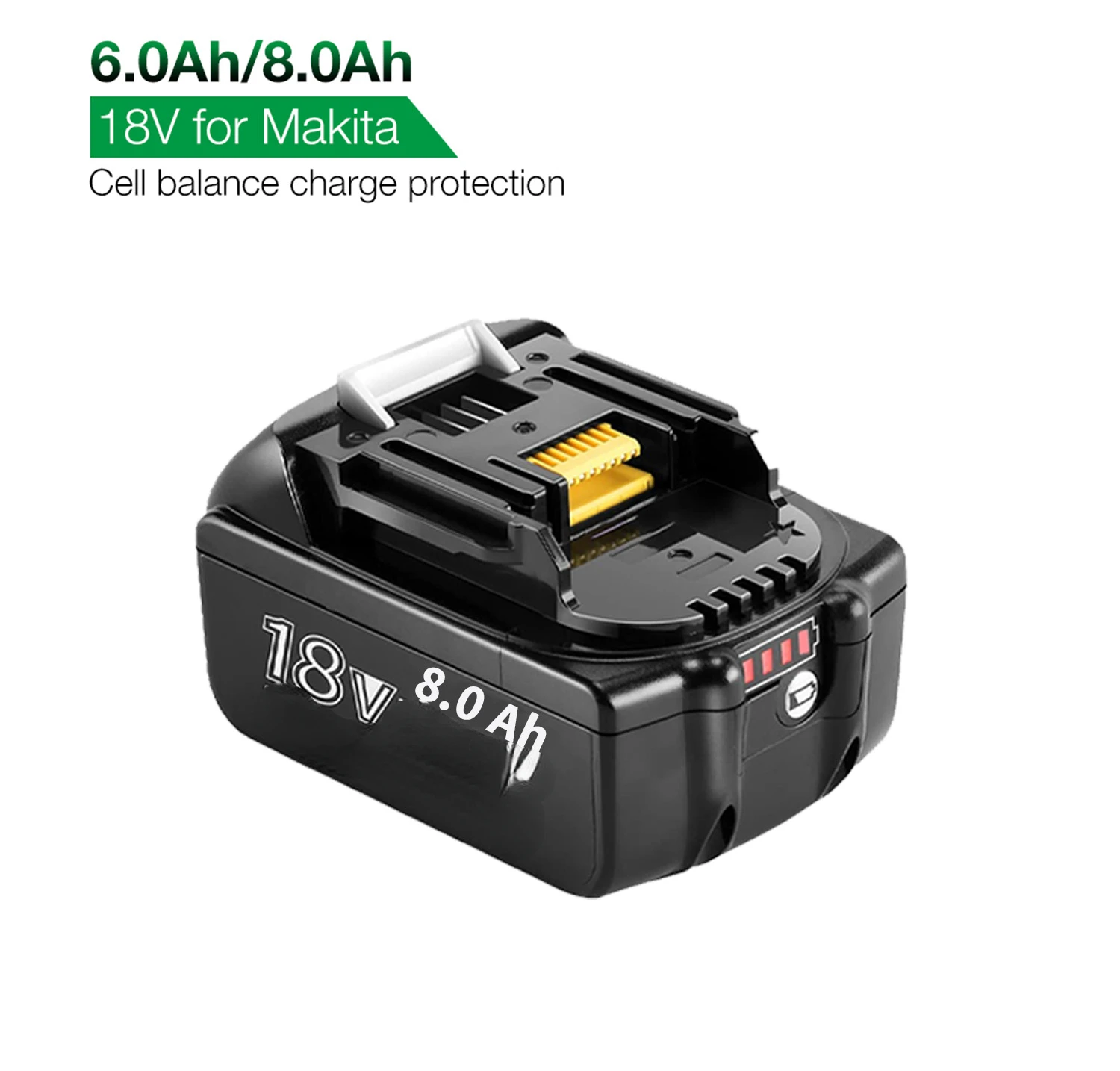 Литий-ионная аккумуляторная батарея BL1830 8.0Ah 18V 8000mAh для makita BL1815 BL1820 BL1840 BL1880 BL1860 BL1850 LXT400
Литий-ионная аккумуляторная батарея BL1830 8.0Ah 18V 8000mAh для makita BL1815 BL1820 BL1840 BL1880 BL1860 BL1850 LXT400