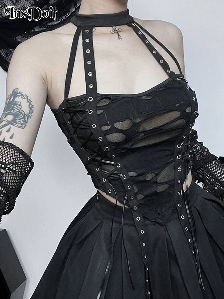 InsDoit Gothic Dark Punk Heavy Industry Corns Vest Tops Cyberpunk Hollow Out Belt Hip Hop Vintage Backless Sexy Clubwear Halter
InsDoit Gothic Dark Punk Heavy Industry Corns Vest Tops Cyberpunk Hollow Out Belt Hip Hop Vintage Backless Sexy Clubwear Halter