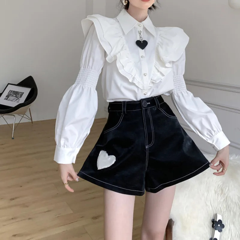 Белая рубашка и короткие брюки, новинка 2022, женская рубашка в Корейском стиле на весну и осень, элегантная белая дизайнерская блузка с рукав...
Белая рубашка и короткие брюки, новинка 2022, женская рубашка в Корейском стиле на весну и осень, элегантная белая дизайнерская блузка с рукав...