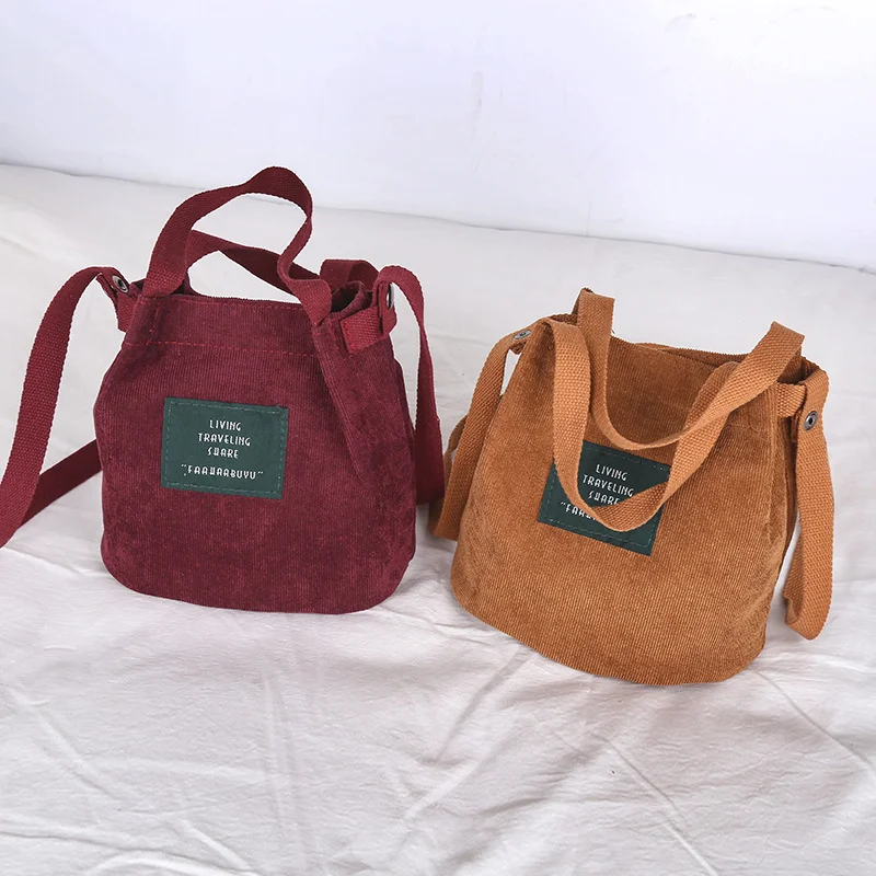 

Винтажные холщовые сумки, Вельветовая женская сумка через плечо в литературном стиле, простая однотонная сумка с пряжкой, тканевая сумка-мешок