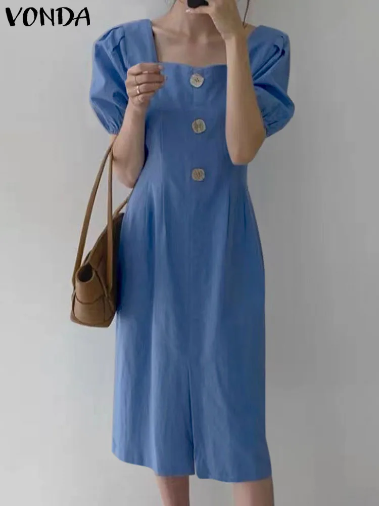 Women Casual Dress 2023 VONDA Vintage Short Sleeve Loose Square Collar Party Maxi Sundress Party Dresses Femininas Robe Femme
Women Casual Dress 2023 VONDA Vintage Short Sleeve Loose Square Collar Party Maxi Sundress Party Dresses Femininas Robe Femme