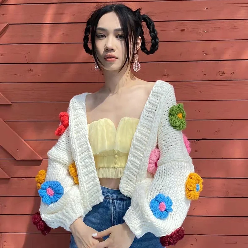 Harajuku Flower Cardigan Sweater Women Sweet Cute Long Sleeve Crop Knit Sweater Korean Y2K Streetwear Autumn Winter Casual Tops
Harajuku Flower Cardigan Sweater Women Sweet Cute Long Sleeve Crop Knit Sweater Korean Y2K Streetwear Autumn Winter Casual Tops