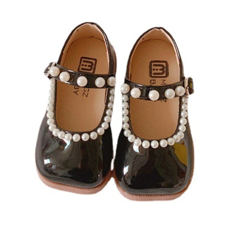 

Детские кожаные туфли для девочек, украшенные бисером, Мэри Джейн, Классическая обувь для принцессы, детская повседневная обувь на плоской ...