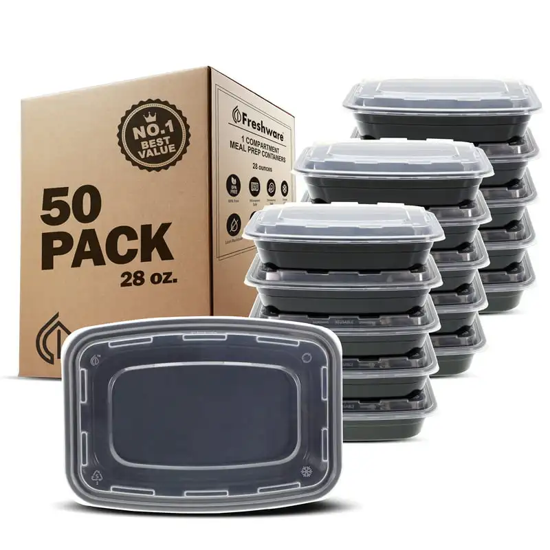 50 Pack Prep Containers, 1 Compartment Food Storage BPA Free with Lids, Bento Box Stackable, Dishwasher and Freezer Safe. Stora
50 Pack Prep Containers, 1 Compartment Food Storage BPA Free with Lids, Bento Box Stackable, Dishwasher and Freezer Safe. Stora