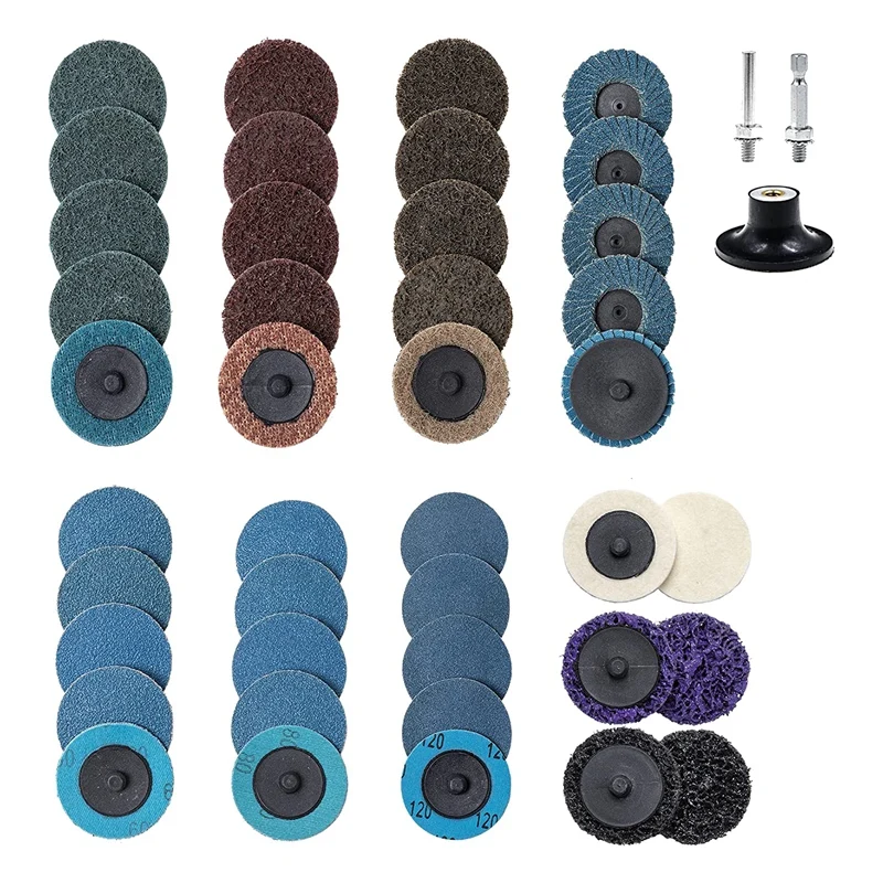 44-Piece Roll Lock 2 Inch Sanding Disc Set, Finishing Disc, Quick Change Disc With 1/4 Inch Stand
44-Piece Roll Lock 2 Inch Sanding Disc Set, Finishing Disc, Quick Change Disc With 1/4 Inch Stand