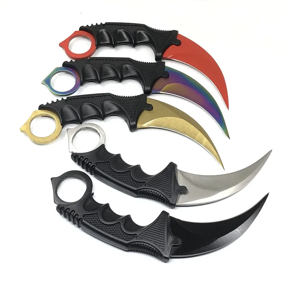 

Cs Go Karambit Knife With Sheath Fixed Blade Claw Knives Training Pocket Survival Tactical Knife Outdoor Camping EDC Tool