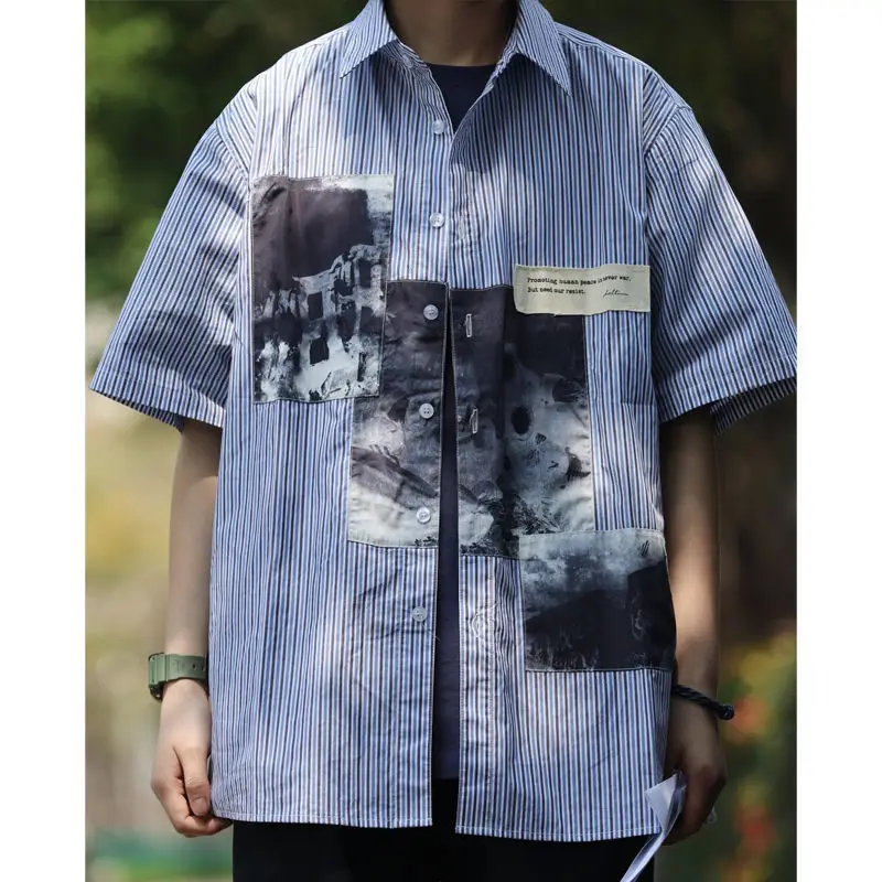 Summer Stripes Profile Fresh Casual Loose All-Match Large Size Short Sleeve Shirt 
Summer Stripes Profile Fresh Casual Loose All-Match Large Size Short Sleeve Shirt