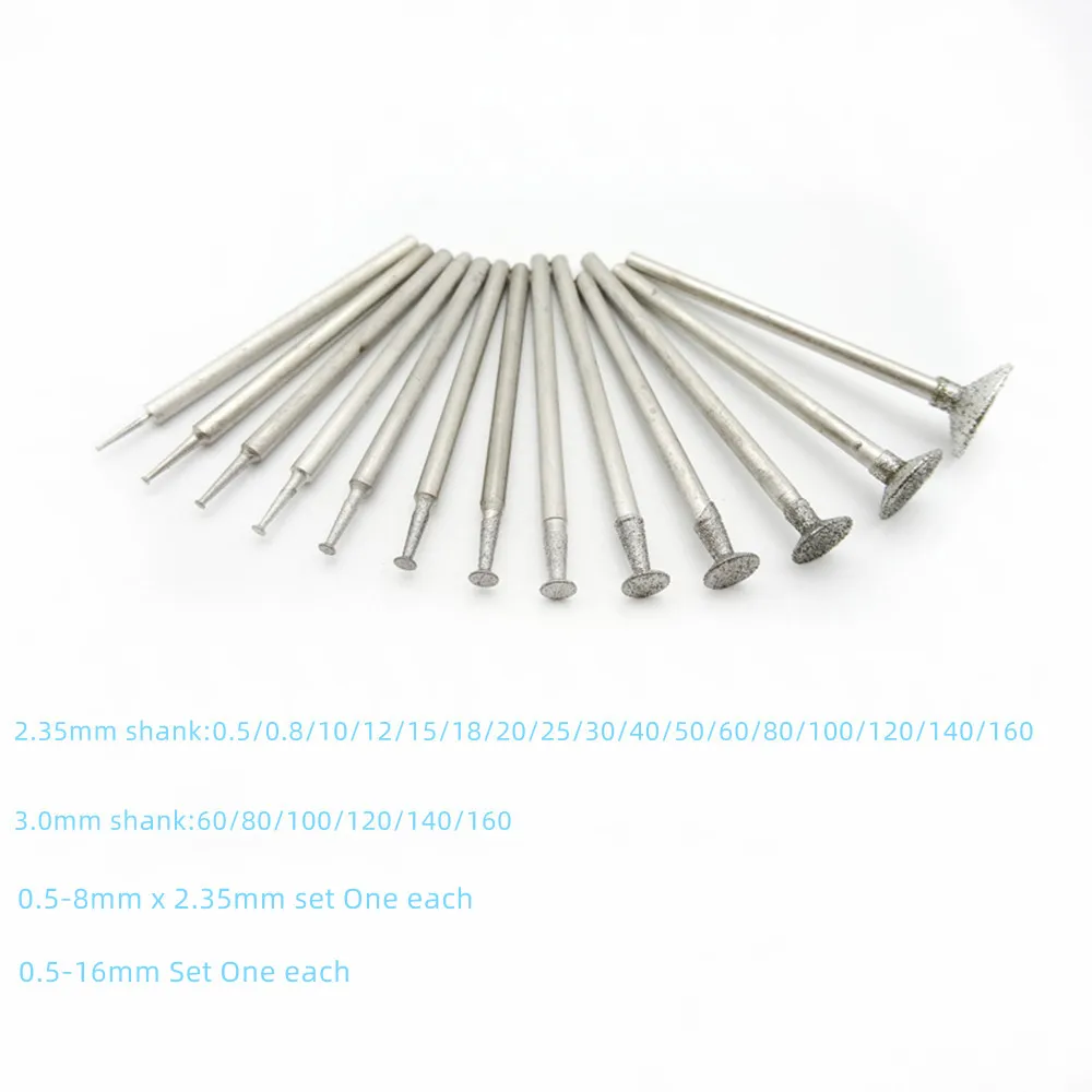 5/10 Pcs 2.35mm/3mm Shank Diamond Mounted Point Grinding Head Stone Jade Carving Polishing Engraving Grind Drill Rotary Tools
5/10 Pcs 2.35mm/3mm Shank Diamond Mounted Point Grinding Head Stone Jade Carving Polishing Engraving Grind Drill Rotary Tools