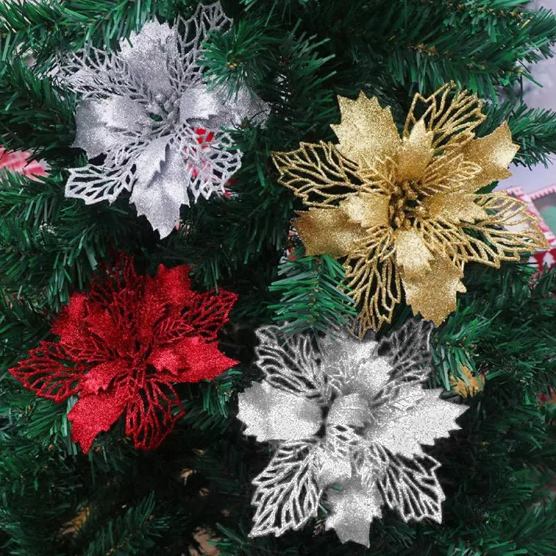 5Pcs 9cm Glitter Artificial Poinsettia Flower Christmas Decorations Xmas Tree Ornaments For Home New Year Gifts Navidad Silver
5Pcs 9cm Glitter Artificial Poinsettia Flower Christmas Decorations Xmas Tree Ornaments For Home New Year Gifts Navidad Silver