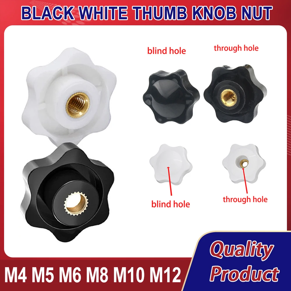M4 M5 M6 M8 M10 M12 Black White Thumb Knob Nut Clamping Handle Plum Thread Hand Mechanical Manual Tighten Star Six-Lobe Nuts
M4 M5 M6 M8 M10 M12 Black White Thumb Knob Nut Clamping Handle Plum Thread Hand Mechanical Manual Tighten Star Six-Lobe Nuts