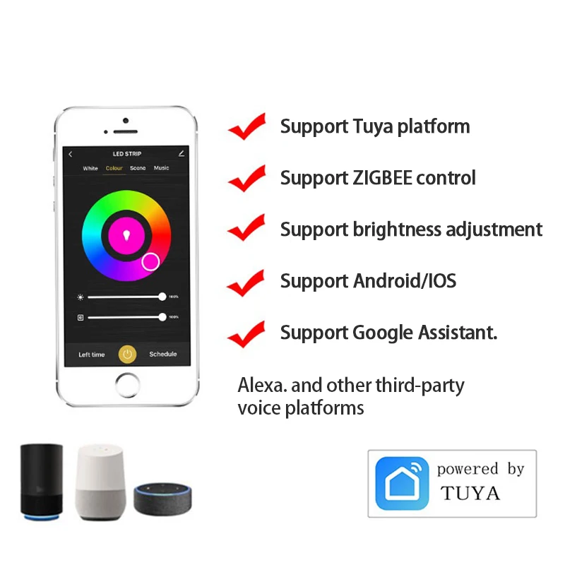 LED Light Strips bluetooth-compatible WIFI Controller Tuya 3.0 Zigbee Smart Indoor Light Strip 5-24V RGBW Controller IOS Android
LED Light Strips bluetooth-compatible WIFI Controller Tuya 3.0 Zigbee Smart Indoor Light Strip 5-24V RGBW Controller IOS Android