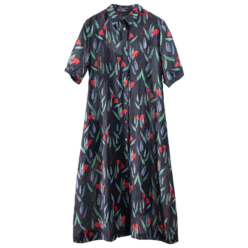 Print Ramie Shirt Dress Summer 2022 High Quality Japan Style Sashes A-LINE Mid-Calf Turn-down Collar Short Sleeve
Print Ramie Shirt Dress Summer 2022 High Quality Japan Style Sashes A-LINE Mid-Calf Turn-down Collar Short Sleeve