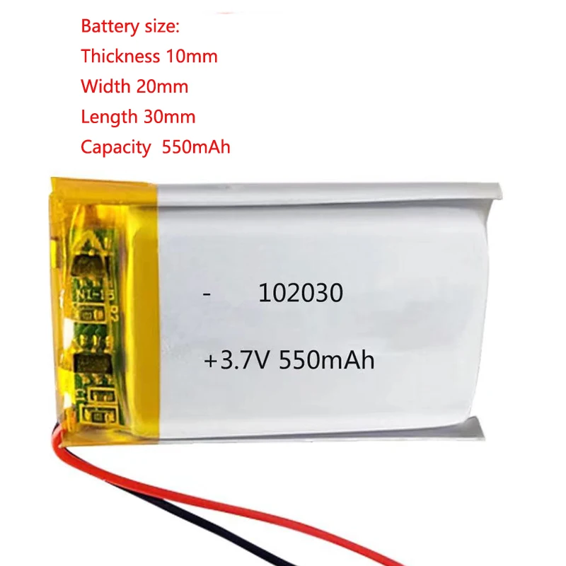 3.7v Li-Ion Thick Lithium Polymer Battery 102030 550mah For Bluetooth Earphones, Intelligent Mp3 Mp4,Card Sound Box
3.7v Li-Ion Thick Lithium Polymer Battery 102030 550mah For Bluetooth Earphones, Intelligent Mp3 Mp4,Card Sound Box