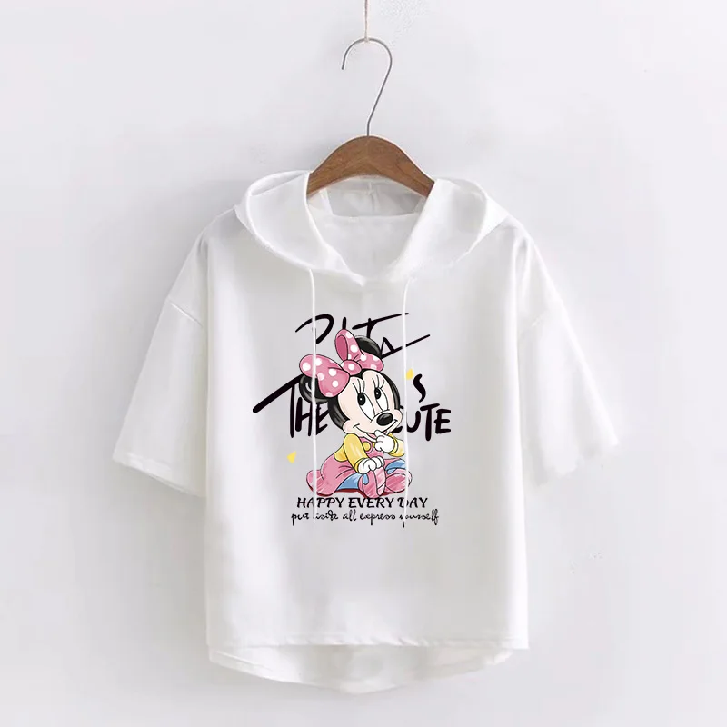 Disney Summer Tops White T Shirt Hooded for Women Minnie Mouse Kawaii Cute Girls T-shirt Female Tee Shirt 2000s Tee Tshirt Y2K
Disney Summer Tops White T Shirt Hooded for Women Minnie Mouse Kawaii Cute Girls T-shirt Female Tee Shirt 2000s Tee Tshirt Y2K