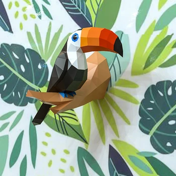Toucan 3D 종이 모형 종이 공예 집 장식, 새 동물 벽 장식 퍼즐, 교육용 어린이 장난감, 생일 크리스마스 선물