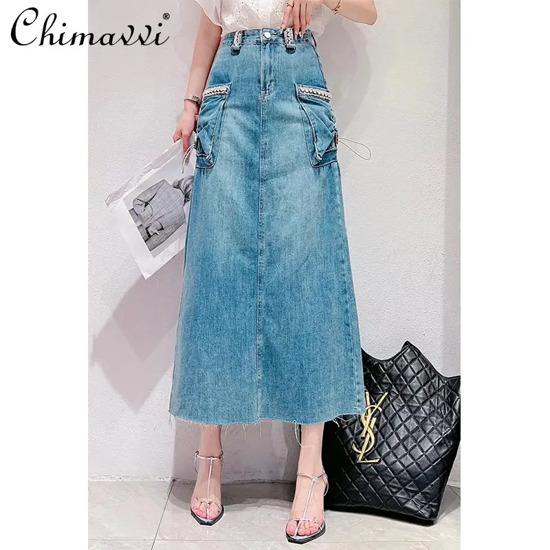 Denim Skirt Women 2023 Summer New Korean Style Sweet Heavy Rhinestone Design Midi Skirt Elegant High Waist Slim A- Line Skirts
Denim Skirt Women 2023 Summer New Korean Style Sweet Heavy Rhinestone Design Midi Skirt Elegant High Waist Slim A- Line Skirts