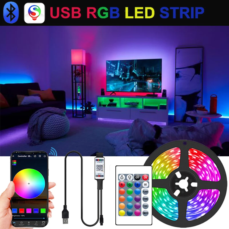 Светодиодная RGB лента 5050 Rgb с Bluetooth, светодиодная Rgb лента с умным управлением, 24K RGB неоновая лампа, USB Светодиодная лента, украшение для подсве...
Светодиодная RGB лента 5050 Rgb с Bluetooth, светодиодная Rgb лента с умным управлением, 24K RGB неоновая лампа, USB Светодиодная лента, украшение для подсве...