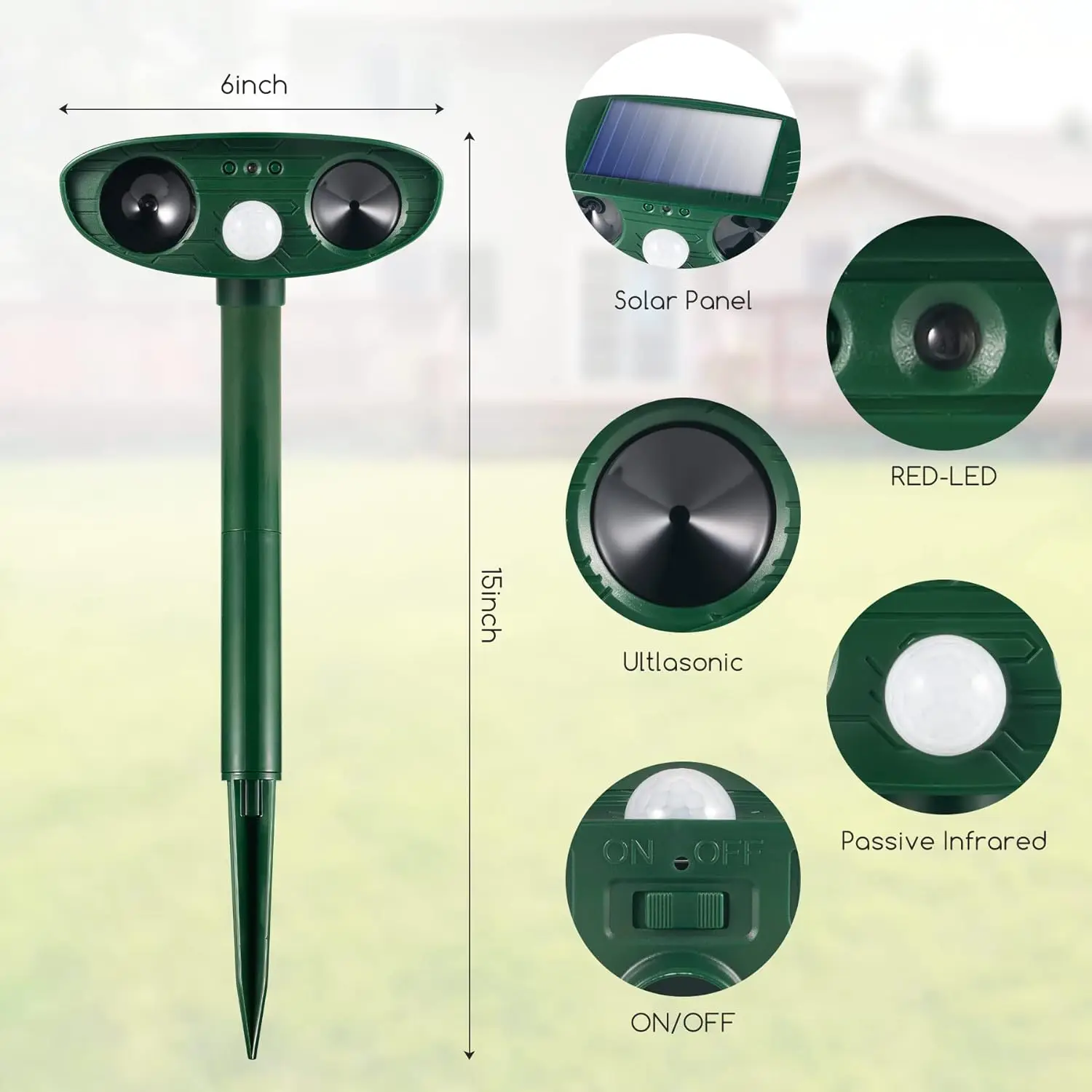 Солнечный ультразвуковой репеллент для животных
Солнечный ультразвуковой репеллент для животных