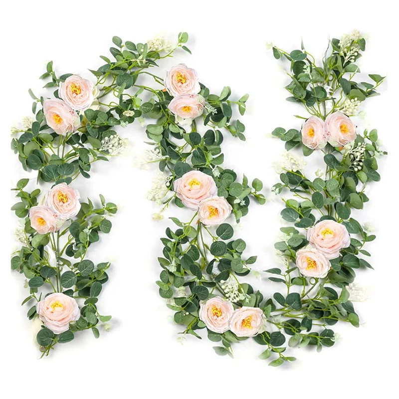 2 Pack Eucalyptus Garland With Champagne Rose, Greenery Garland Bulk Artificial Silk Floral Eucalyptus Leaves Vines
2 Pack Eucalyptus Garland With Champagne Rose, Greenery Garland Bulk Artificial Silk Floral Eucalyptus Leaves Vines